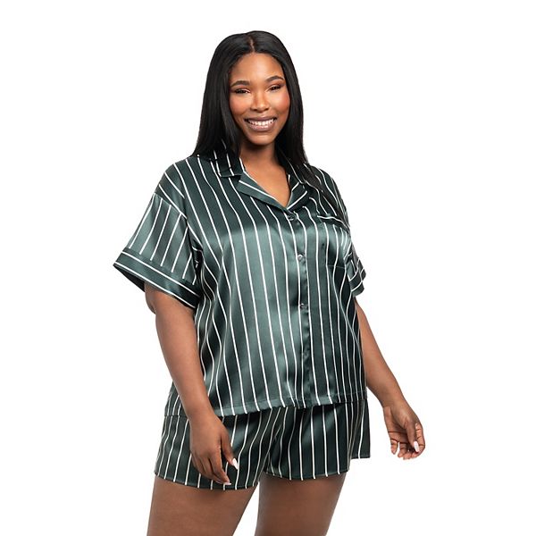 Комплект пижамы из сатина: топ и шорты Plus size Lilac+London, Shasta Stripe Olive
Комплект пижамы из сатина: топ и шорты Plus size Lilac+London, Shasta Stripe Olive