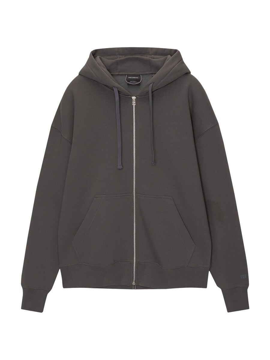 Толстовка с капюшоном на молнии Pull&Bear, темно-серый 
Толстовка с капюшоном на молнии Pull&Bear, темно-серый
