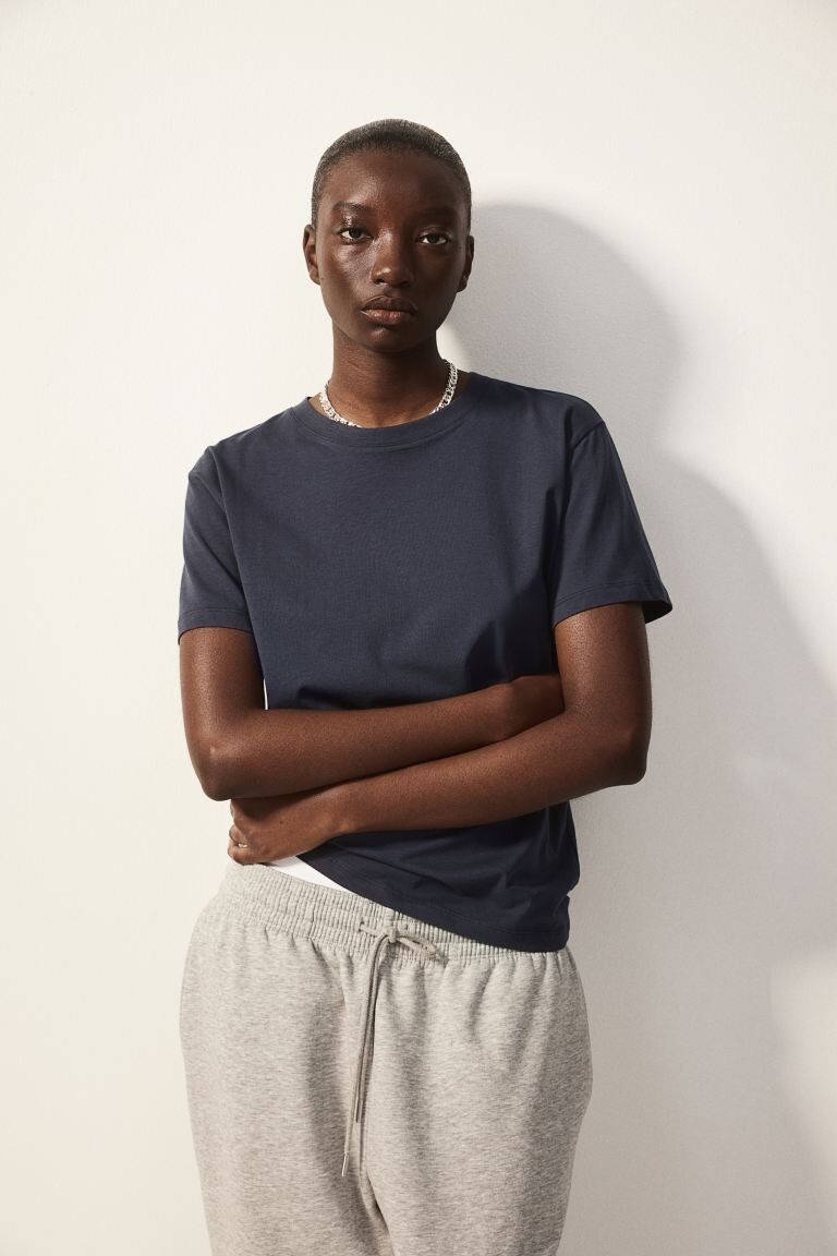 Хлопковая футболка H&M, синий
Хлопковая футболка H&M, синий