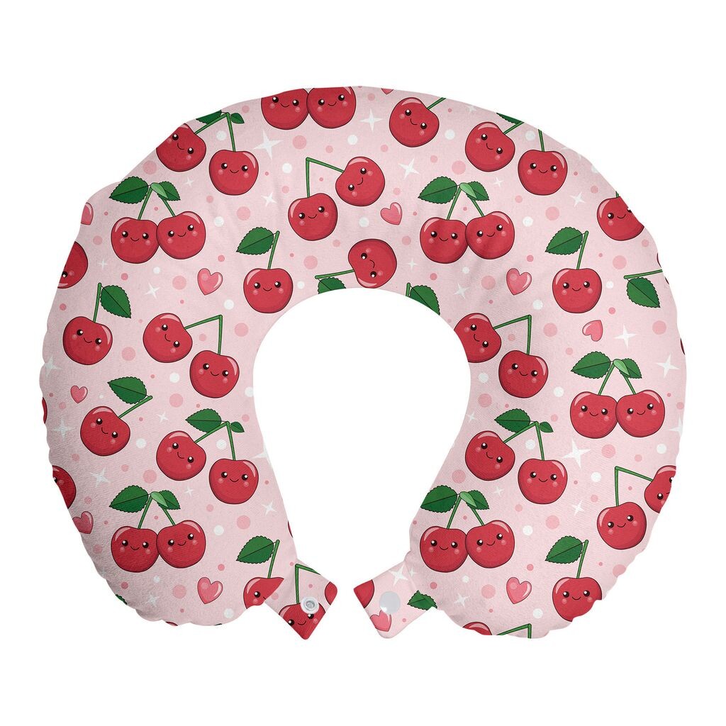 ABAKUHAUS Fruit Travel Pillow Подушка для шеи, забавный дизайн Kawaii Cherry, пенопластовые дорожные принадлежности для самолета и автомобиля, 30x30 см, бледно-розовый рубиново-зеленый 
ABAKUHAUS Fruit Travel Pillow Подушка для шеи, забавный дизайн Kawaii Cherry, пенопластовые дорожные принадлежности для самолета и автомобиля, 30x30 см, бледно-розовый рубиново-зеленый
