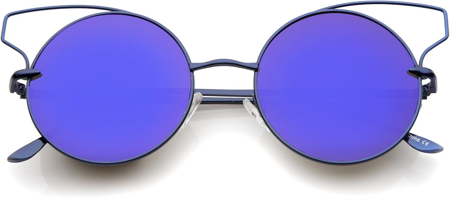 Женские солнцезащитные очки zeroUV с металлической оправой и проволочным каркасом, цветными зеркальными линзами, круглые, в форме «кошачий глаз», диаметр линз 52 мм, Blue / Blue Mirror
Женские солнцезащитные очки zeroUV с металлической оправой и проволочным каркасом, цветными зеркальными линзами, круглые, в форме «кошачий глаз», диаметр линз 52 мм, Blue / Blue Mirror