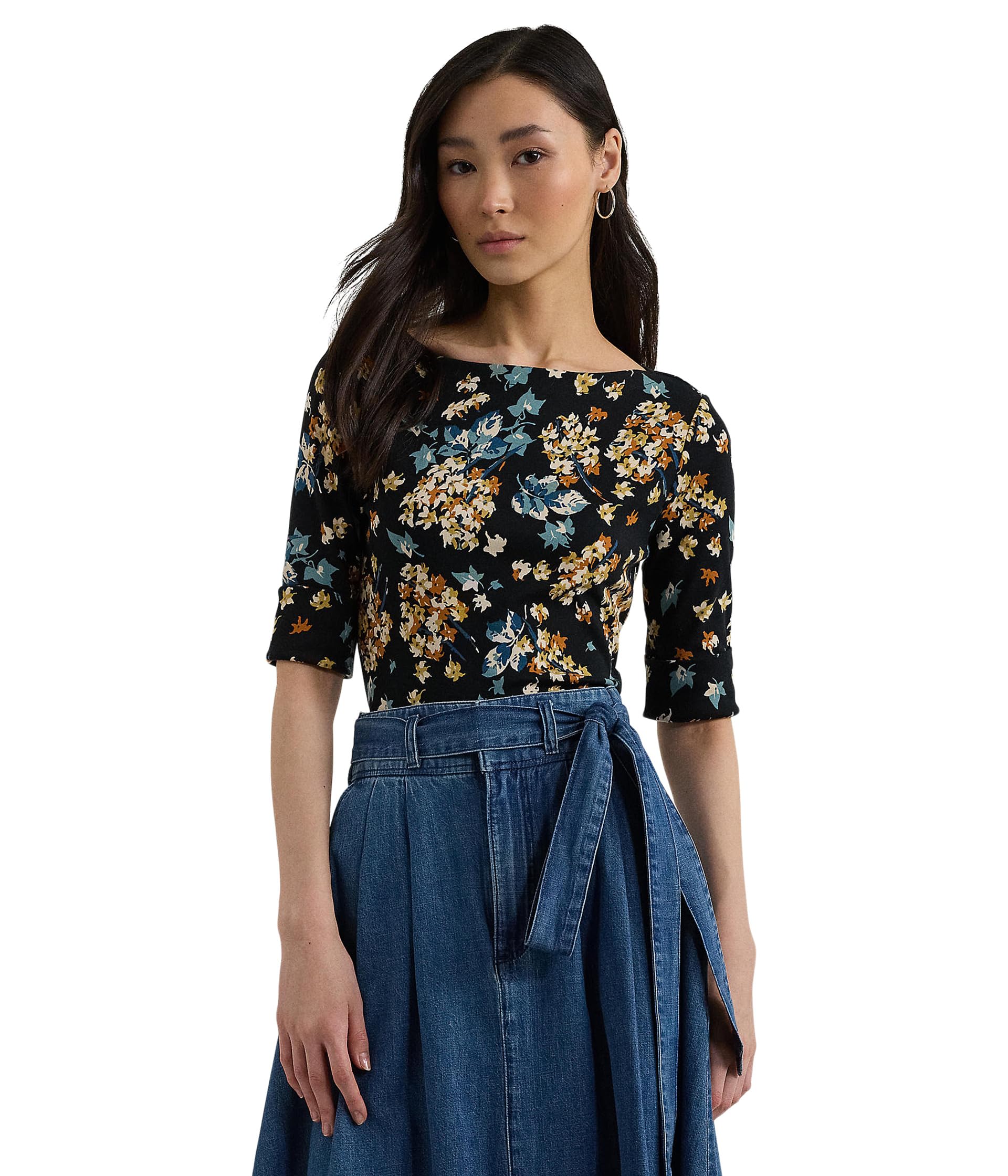 Футболка Lauren Ralph Lauren Petite Floral Stretch Cotton Boatneck Tee, черный мульти
Футболка Lauren Ralph Lauren Petite Floral Stretch Cotton Boatneck Tee, черный мульти