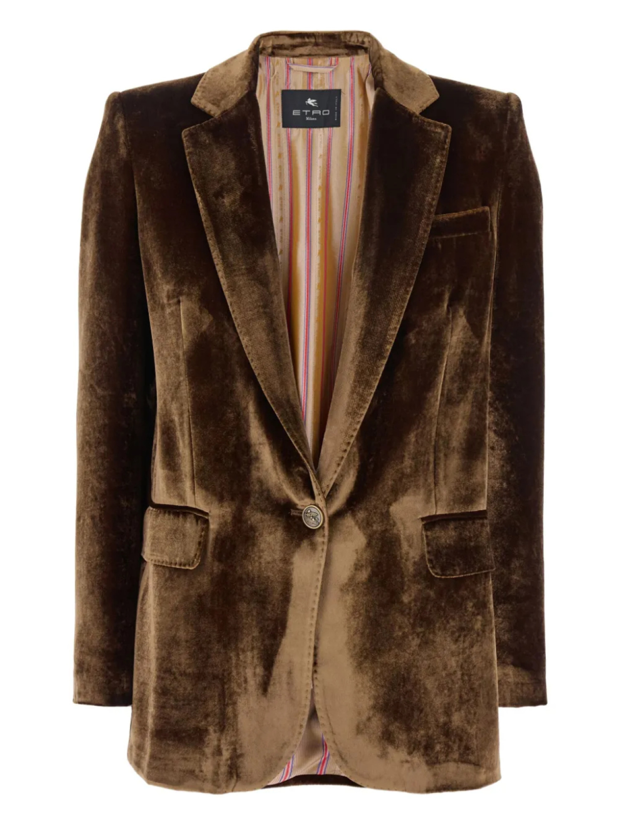 Бархатный блейзер на одной пуговице ETRO, коричневый
Бархатный блейзер на одной пуговице ETRO, коричневый