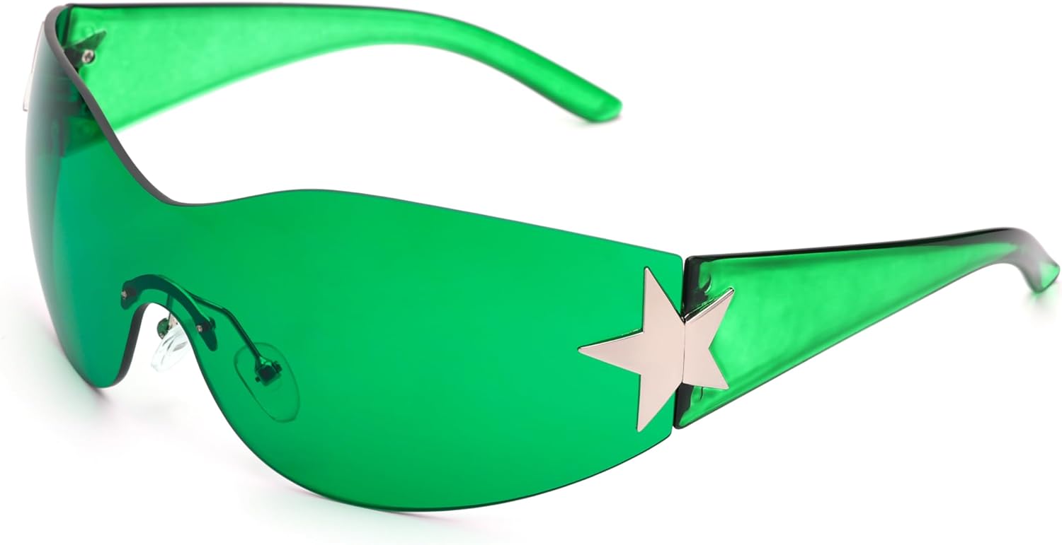 Солнцезащитные очки без оправы в стиле Y2K для женщин и мужчин, модные солнцезащитные очки обтекаемой формы, большие безрамочные стильные солнцезащитные очки LIKSMU, Green Frame / Green Lens
Солнцезащитные очки без оправы в стиле Y2K для женщин и мужчин, модные солнцезащитные очки обтекаемой формы, большие безрамочные стильные солнцезащитные очки LIKSMU, Green Frame / Green Lens