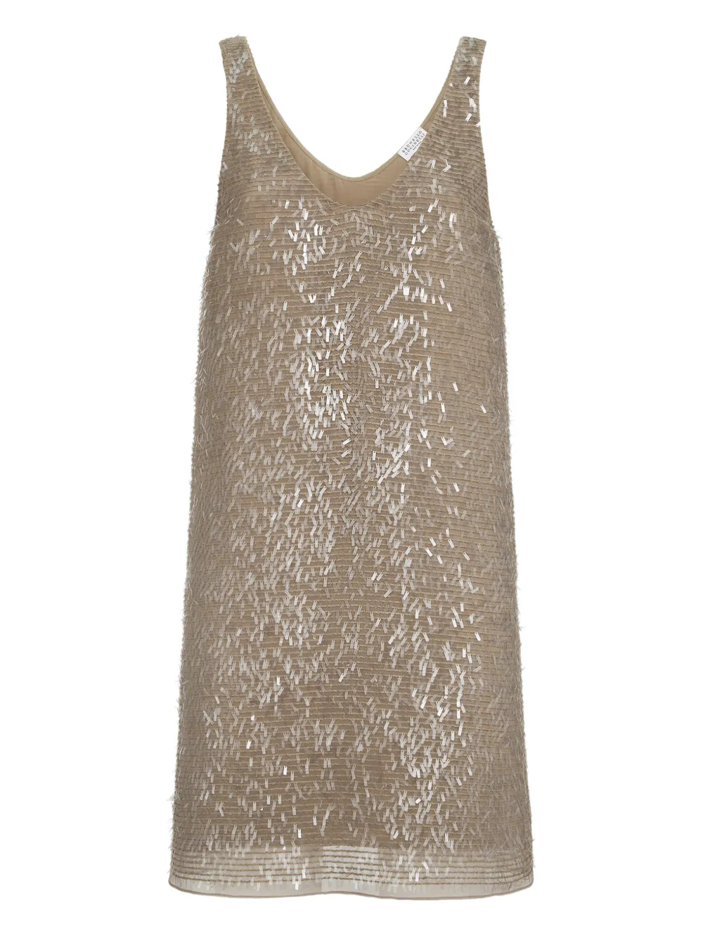 Мини-платье из шелка с вышивкой Brunello Cucinelli, нейтральный
Мини-платье из шелка с вышивкой Brunello Cucinelli, нейтральный