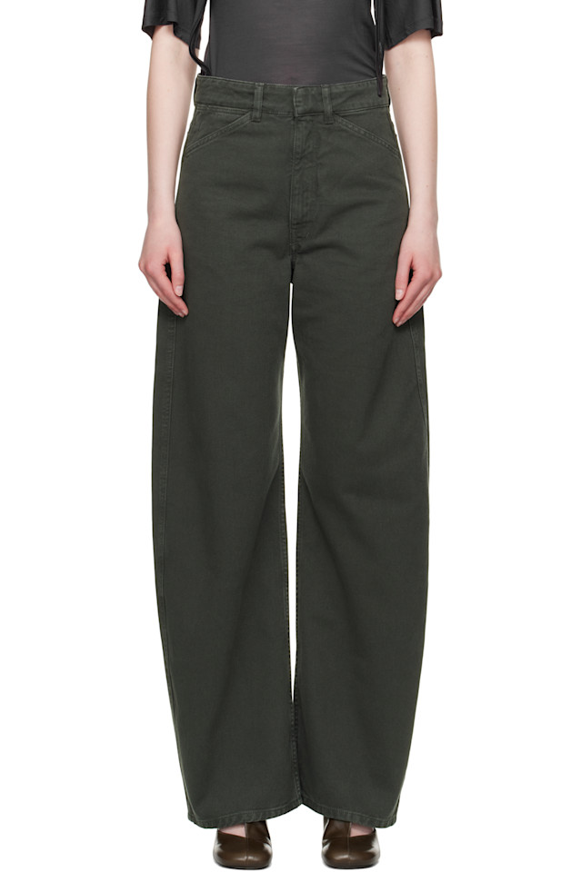 Высокие джинсы с изогнутым поясом Lemaire, синий 
Высокие джинсы с изогнутым поясом Lemaire, синий