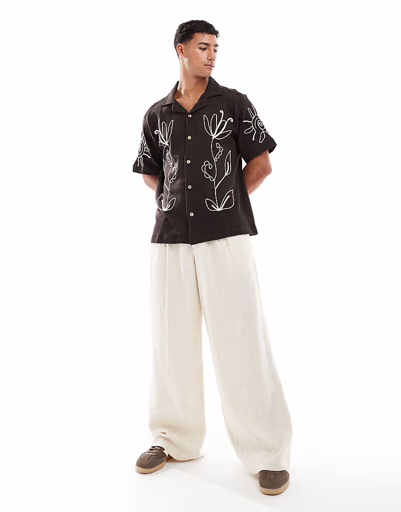 Рубашка River Island с коротким рукавом и вышивкой коричневого цвета
Рубашка River Island с коротким рукавом и вышивкой коричневого цвета