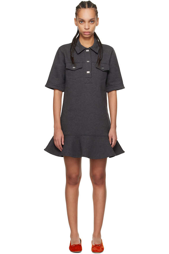 Мини-платье из плотного флиса Ganni, цвет phantom 
Мини-платье из плотного флиса Ganni, цвет phantom