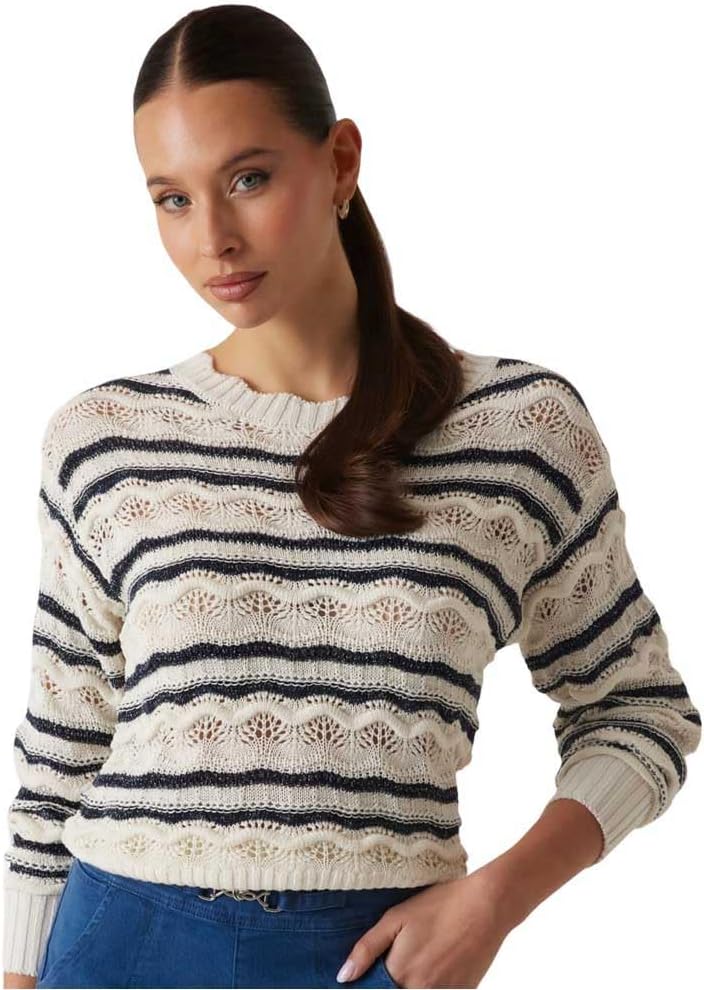 Полосатый свитер Valerie с открытой вязкой от GUESS, Cream White W/ Blue Lurex
Полосатый свитер Valerie с открытой вязкой от GUESS, Cream White W/ Blue Lurex