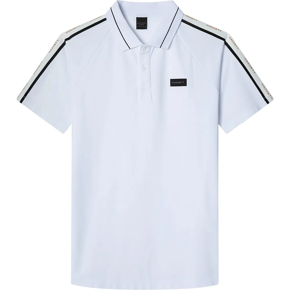 Поло с коротким рукавом Hackett Monogram Tape, белый 
Поло с коротким рукавом Hackett Monogram Tape, белый