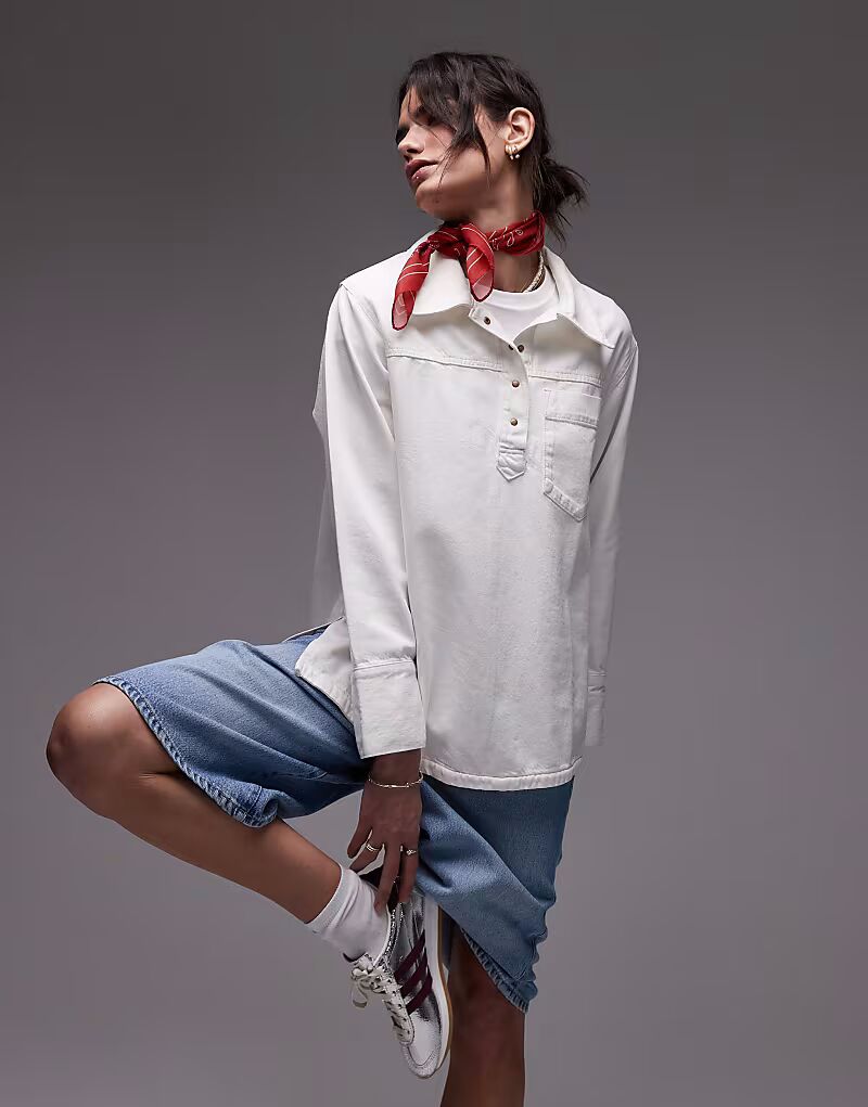 Джинсовый пуловер Topshop в стиле регби белого цвета
Джинсовый пуловер Topshop в стиле регби белого цвета