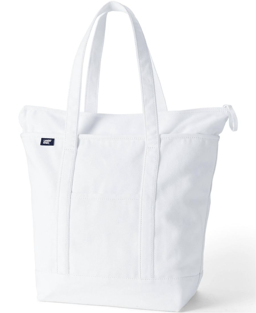 Большая однотонная холщовая сумка-тоут с пятью карманами, застежкой-молнией и длинными ручками Lands' End, белый
Большая однотонная холщовая сумка-тоут с пятью карманами, застежкой-молнией и длинными ручками Lands' End, белый