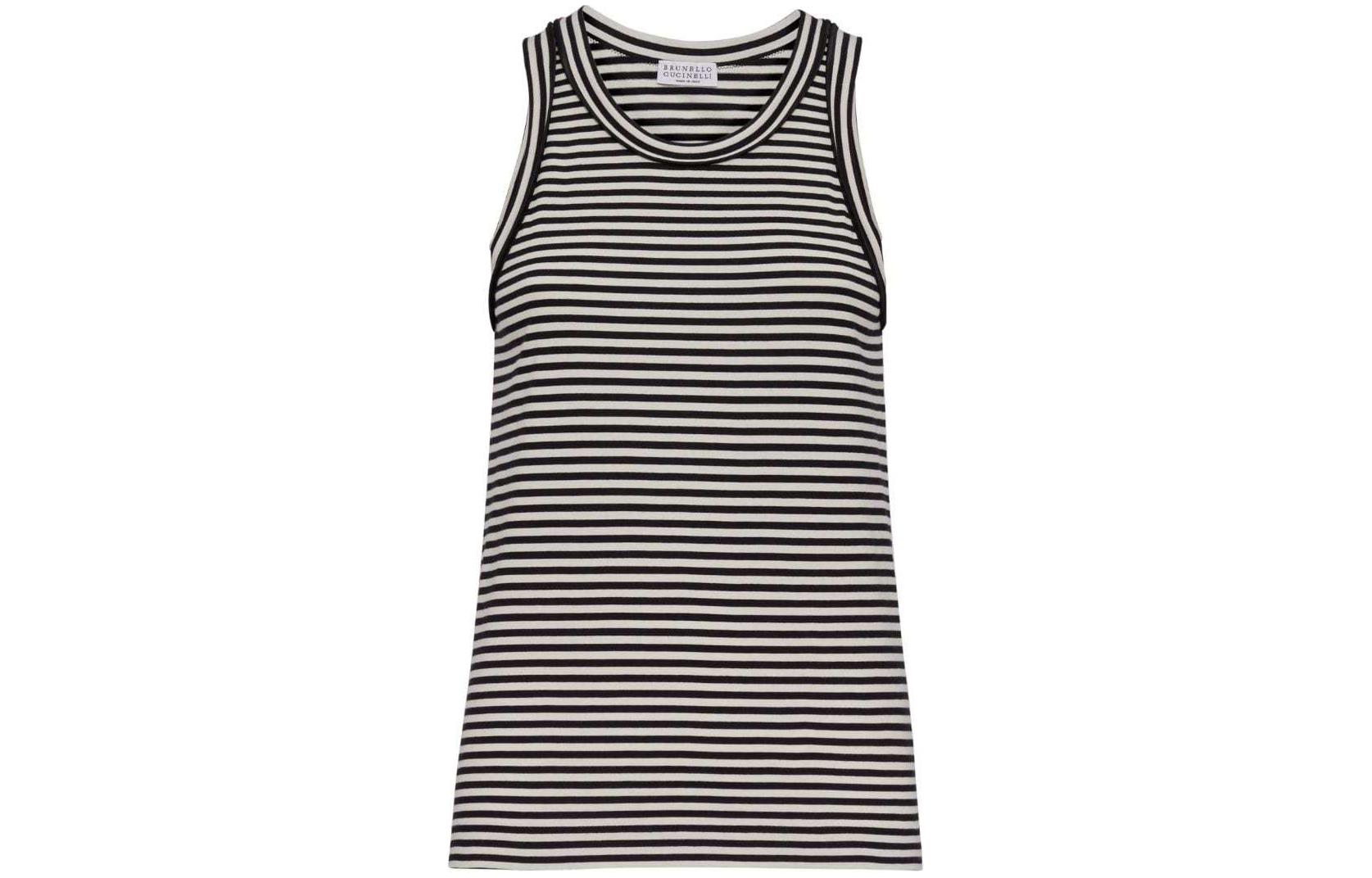 Полосатая хлопковая майка Brunello Cucinelli, белый
Полосатая хлопковая майка Brunello Cucinelli, белый