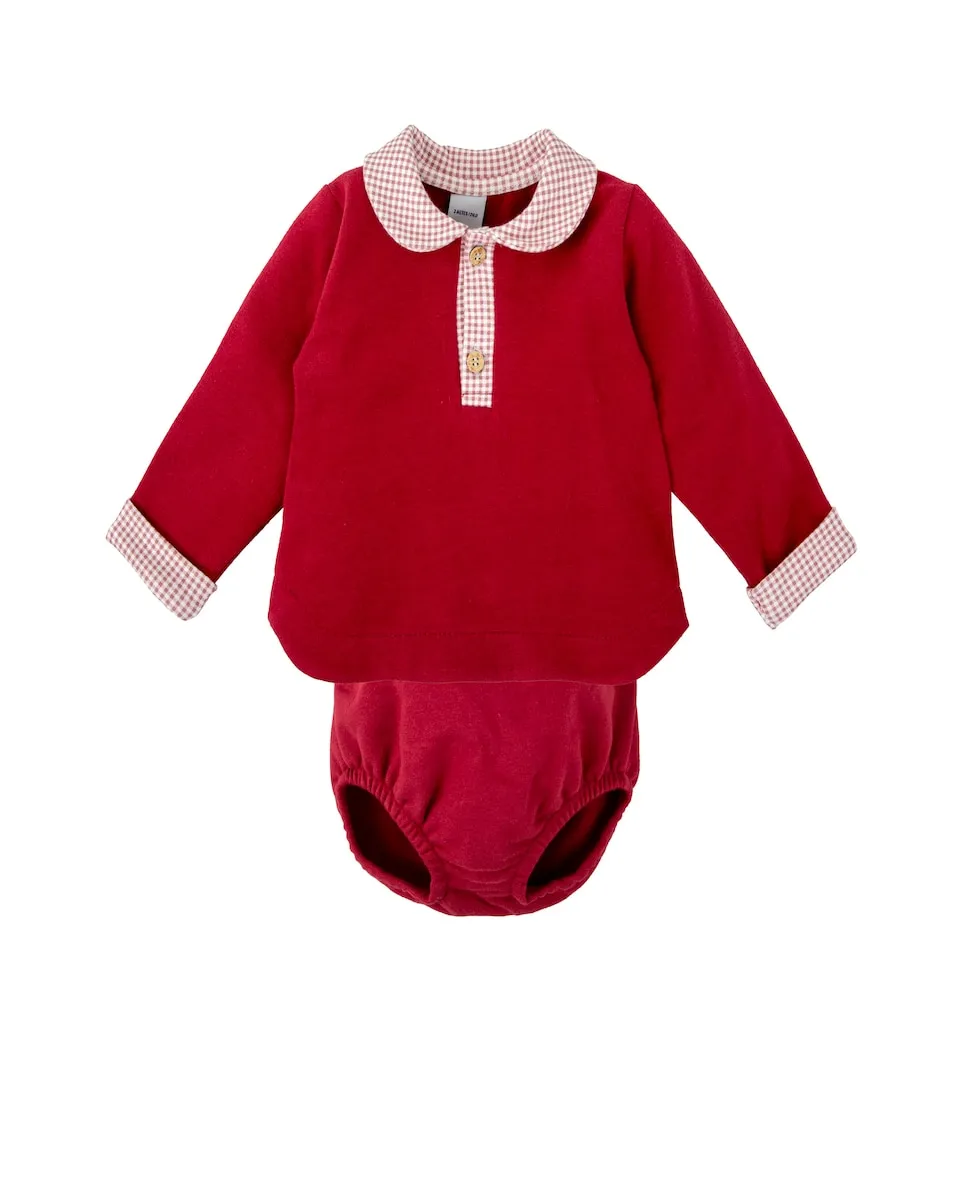 Комплект для мальчика толстовка с воротником для младенца и соответствующие трусики BABIDÚ, бордовый
Комплект для мальчика толстовка с воротником для младенца и соответствующие трусики BABIDÚ, бордовый