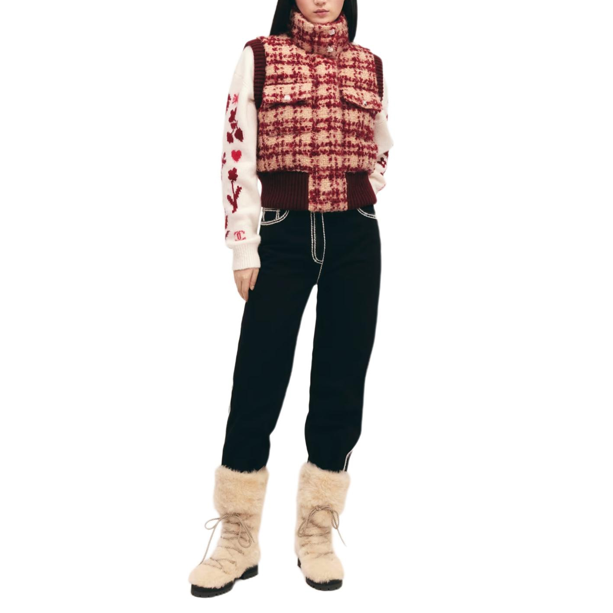 CHANEL COCO NEIGE Серия 24 Осень-Зима Жилет Женский Beige/Burgundy
CHANEL COCO NEIGE Серия 24 Осень-Зима Жилет Женский Beige/Burgundy