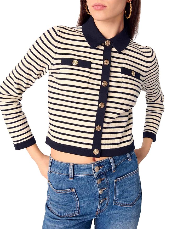 Укороченный кардиган с рубчатым воротником Maje, мультиколор
Укороченный кардиган с рубчатым воротником Maje, мультиколор