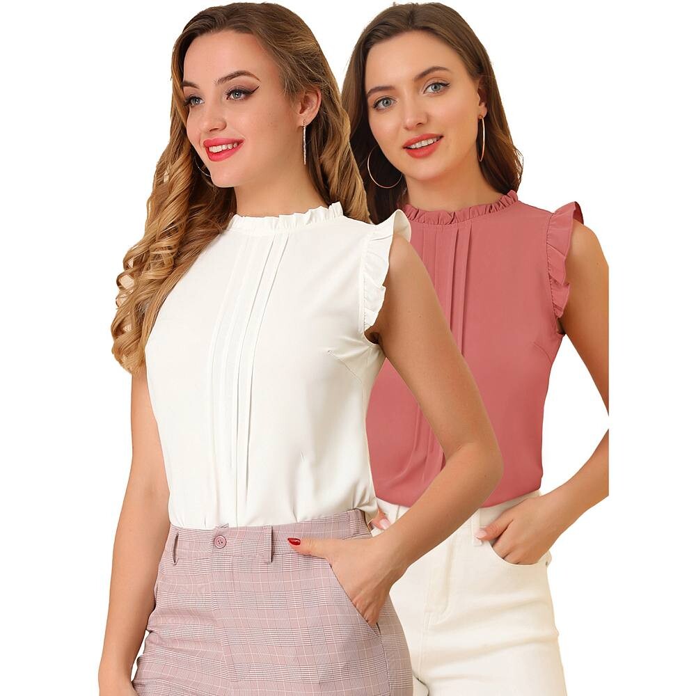 Женские комплекты из 2 комплектов офисных винтажных рабочих блузок без рукавов с круглым вырезом и рюшами, топ ALLEGRA K, цвет White Or Dark Pink
Женские комплекты из 2 комплектов офисных винтажных рабочих блузок без рукавов с круглым вырезом и рюшами, топ ALLEGRA K, цвет White Or Dark Pink