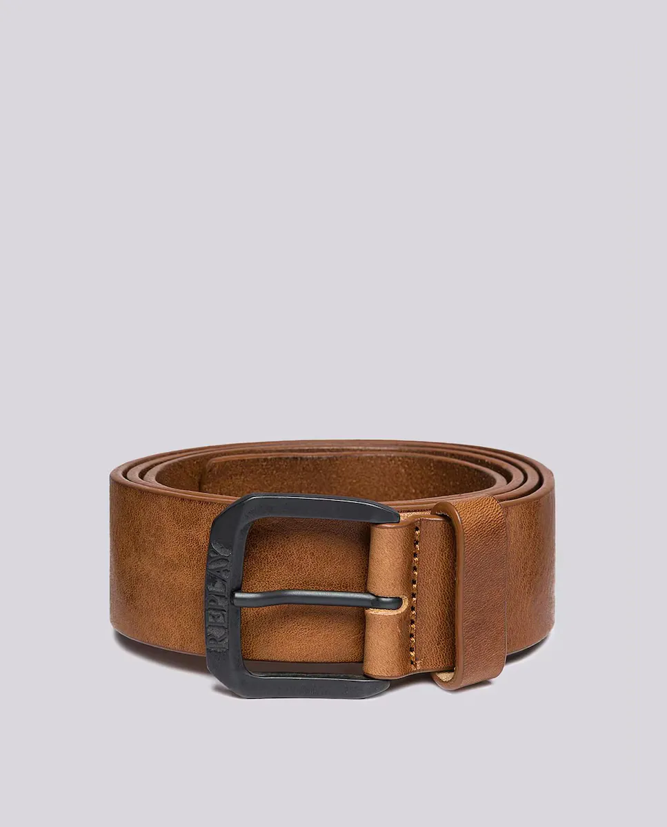 Мужской кожаный ремень с пряжкой-логотипом Replay, коричневый
Мужской кожаный ремень с пряжкой-логотипом Replay, коричневый