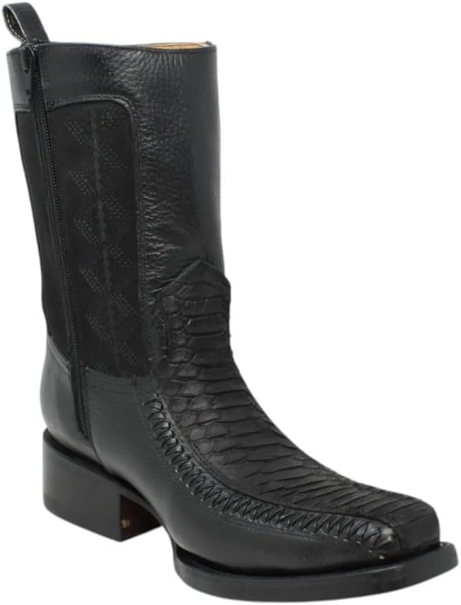 Мужские черные короткие вестерн-ботинки с тиснением под питона из натуральной кожи, с боковой молнией, квадратный носок, Дубай Generic
Мужские черные короткие вестерн-ботинки с тиснением под питона из натуральной кожи, с боковой молнией, квадратный носок, Дубай Generic