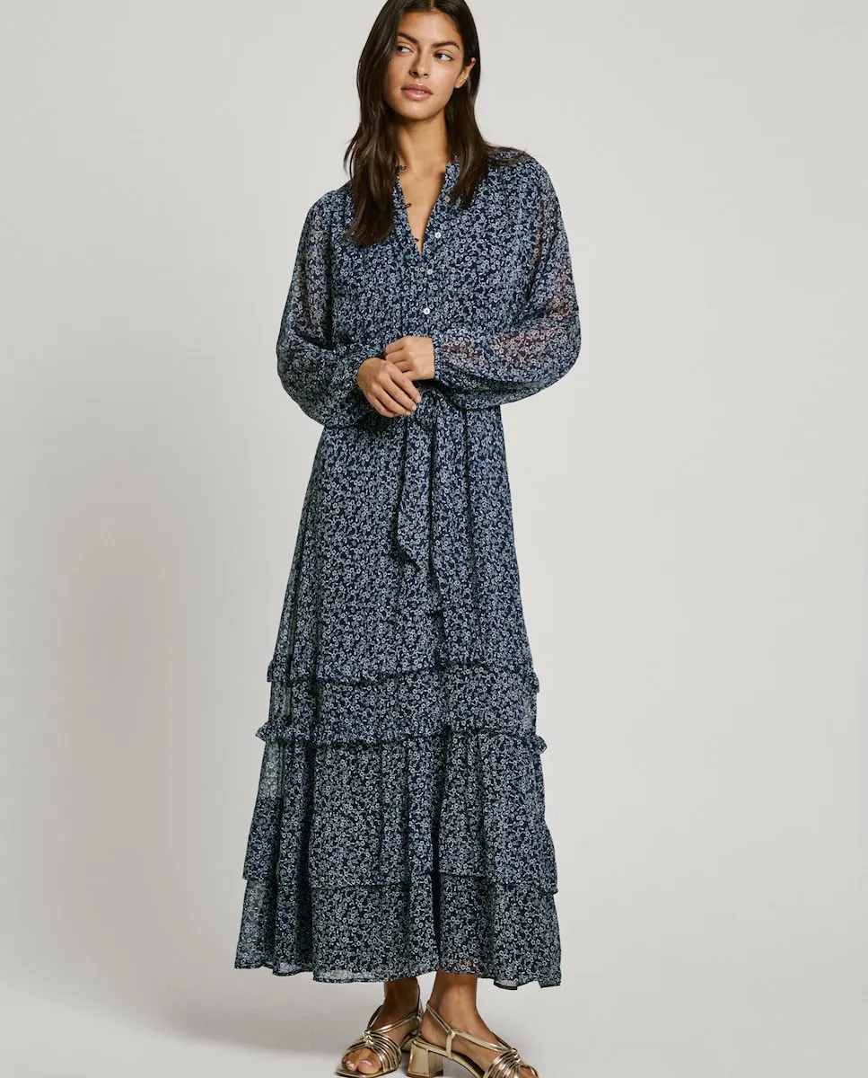 Длинное платье с оборками и цветочным принтом Pepe Jeans, тёмно-синий
Длинное платье с оборками и цветочным принтом Pepe Jeans, тёмно-синий