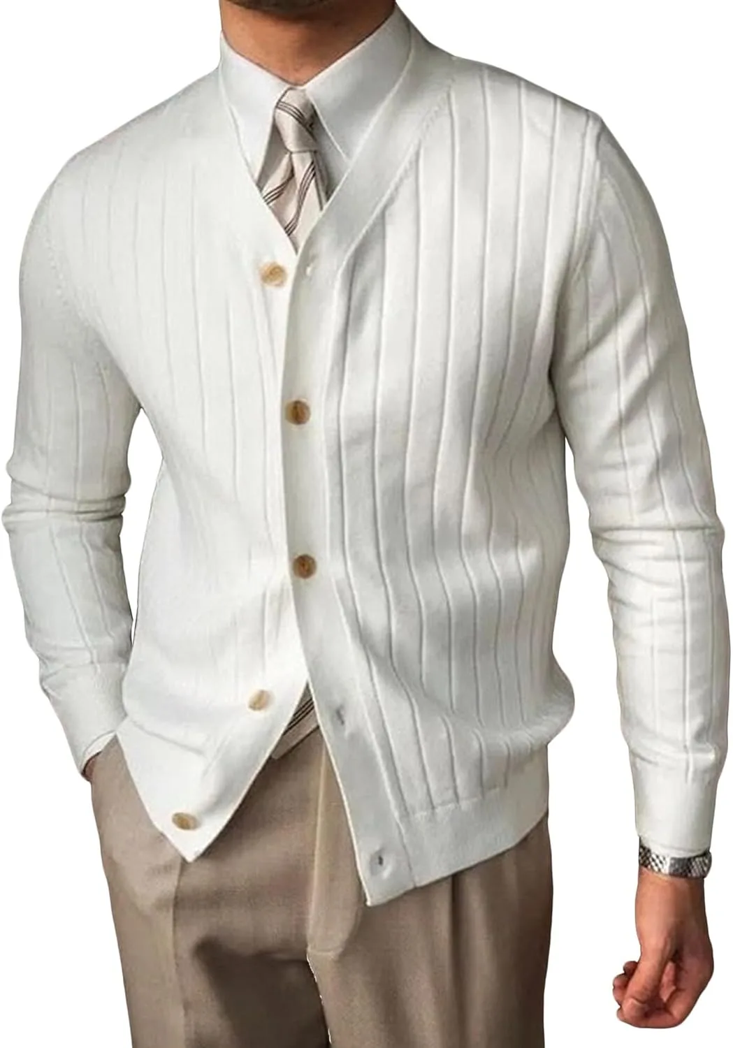 Мужской стильный вязаный кардиган с V-образным вырезом Maiyifu-GJ
Мужской стильный вязаный кардиган с V-образным вырезом Maiyifu-GJ