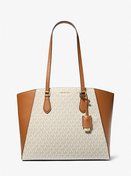 Большая фирменная сумка-тоут Taryn с логотипом и кожаной отделкой Michael Kors, мультиколор
Большая фирменная сумка-тоут Taryn с логотипом и кожаной отделкой Michael Kors, мультиколор