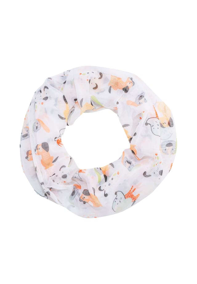 Шарф-Петля нала мягкая тонкая и легкая петля с рисунком собаки Seasons Of April, белый 
Шарф-Петля нала мягкая тонкая и легкая петля с рисунком собаки Seasons Of April, белый