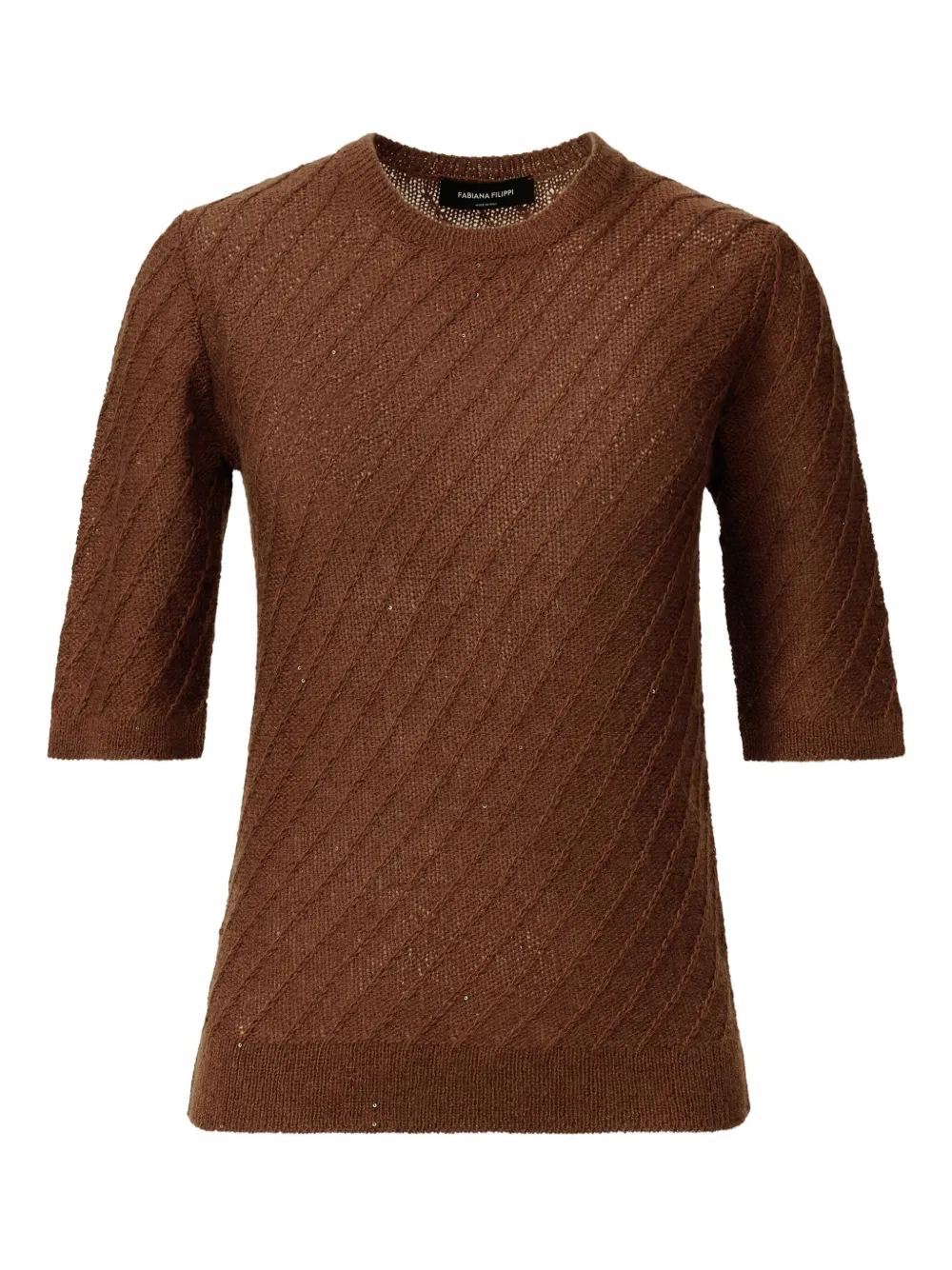 Джемпер ребристой вязки, украшенный пайетками Fabiana Filippi, коричневый
Джемпер ребристой вязки, украшенный пайетками Fabiana Filippi, коричневый