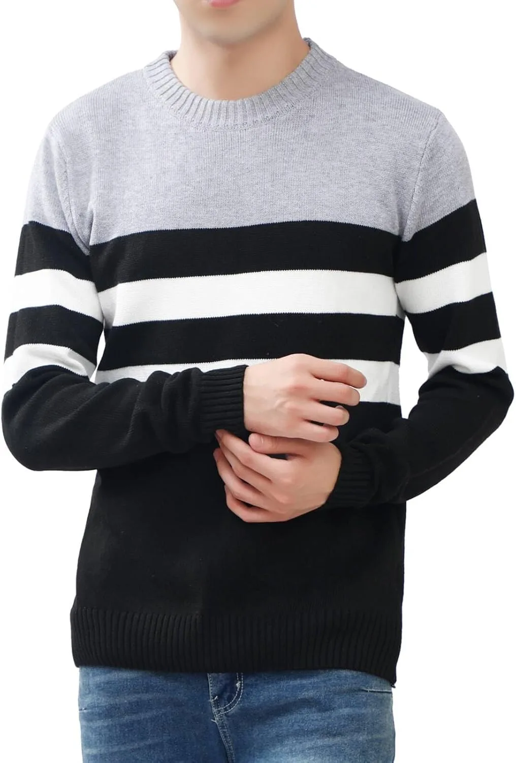 Мужской свитер-пуловер Casual Slim Fit с длинным рукавом в полоску Granfee
Мужской свитер-пуловер Casual Slim Fit с длинным рукавом в полоску Granfee
