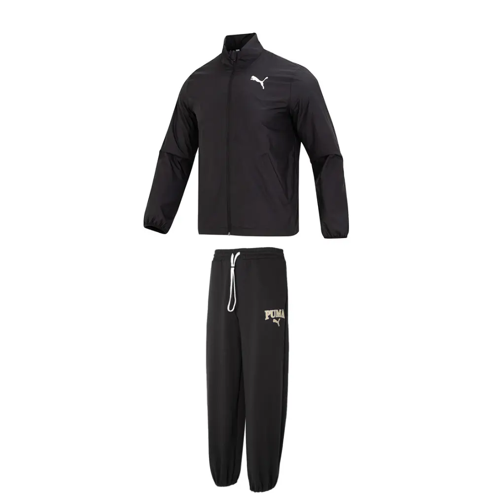 Puma Мужской повседневный спортивный комплект: черный верх + черные брюки, воротник-стойка, умеренная длина
Puma Мужской повседневный спортивный комплект: черный верх + черные брюки, воротник-стойка, умеренная длина