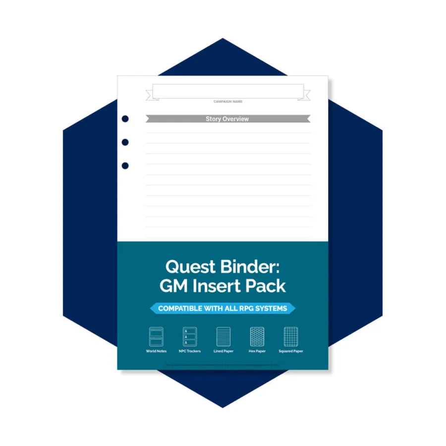 Набор вкладышей в переплет квестов — GM, Roll & Play
Набор вкладышей в переплет квестов — GM, Roll & Play