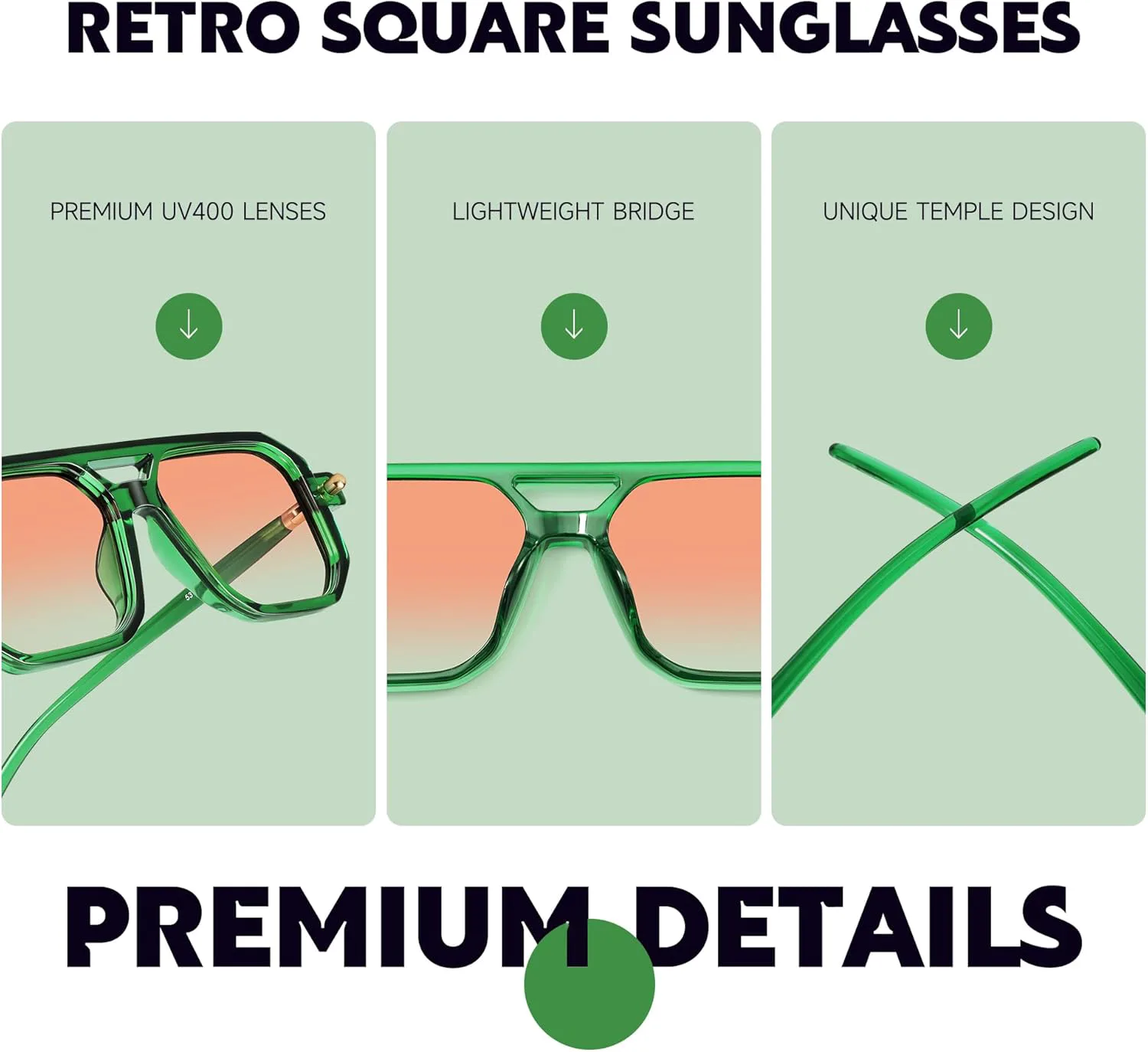 Ретро-солнцезащитные очки-авиаторы для женщин и мужчин - модные квадратные винтажные солнцезащитные очки в стиле 70-х с защитой от УФ-излучения kunchu, 05 Black/Grey
Ретро-солнцезащитные очки-авиаторы для женщин и мужчин - модные квадратные винтажные солнцезащитные очки в стиле 70-х с защитой от УФ-излучения kunchu, 05 Black/Grey