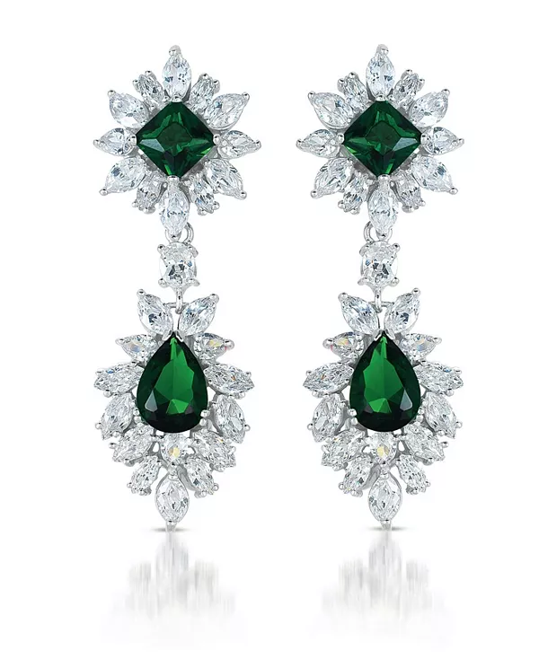 Серьги-Подвески из стерлингового серебра с двумя камнями кубического циркония Genevive, green
Серьги-Подвески из стерлингового серебра с двумя камнями кубического циркония Genevive, green