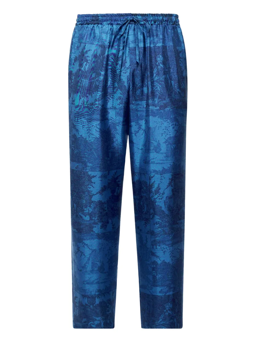 Брюки на завязках с принтом "пейзаж" Pierre-Louis Mascia, синий 
Брюки на завязках с принтом "пейзаж" Pierre-Louis Mascia, синий