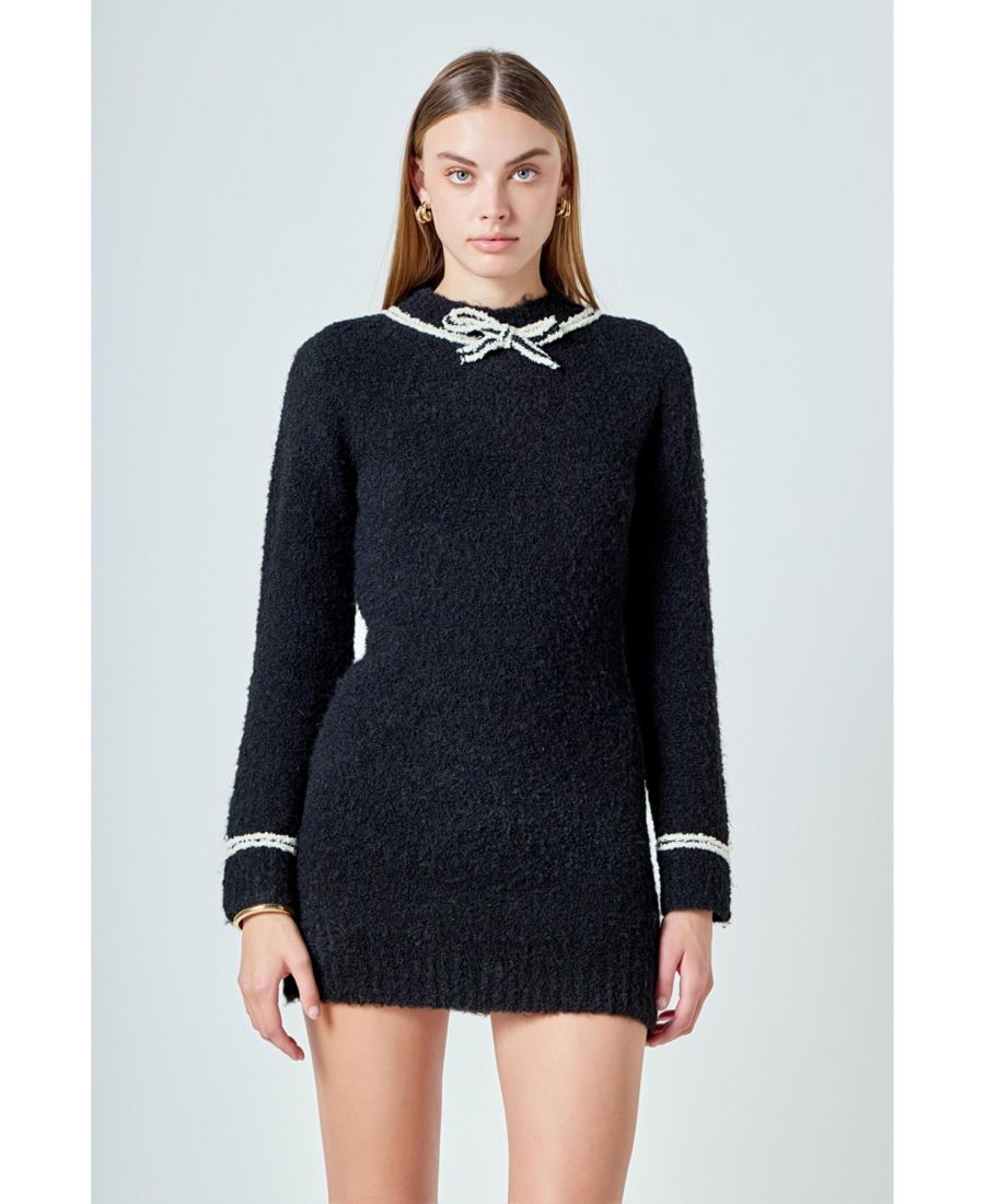 Женское вязаное мини-платье-свитер с бантом endless rose, Black
Женское вязаное мини-платье-свитер с бантом endless rose, Black