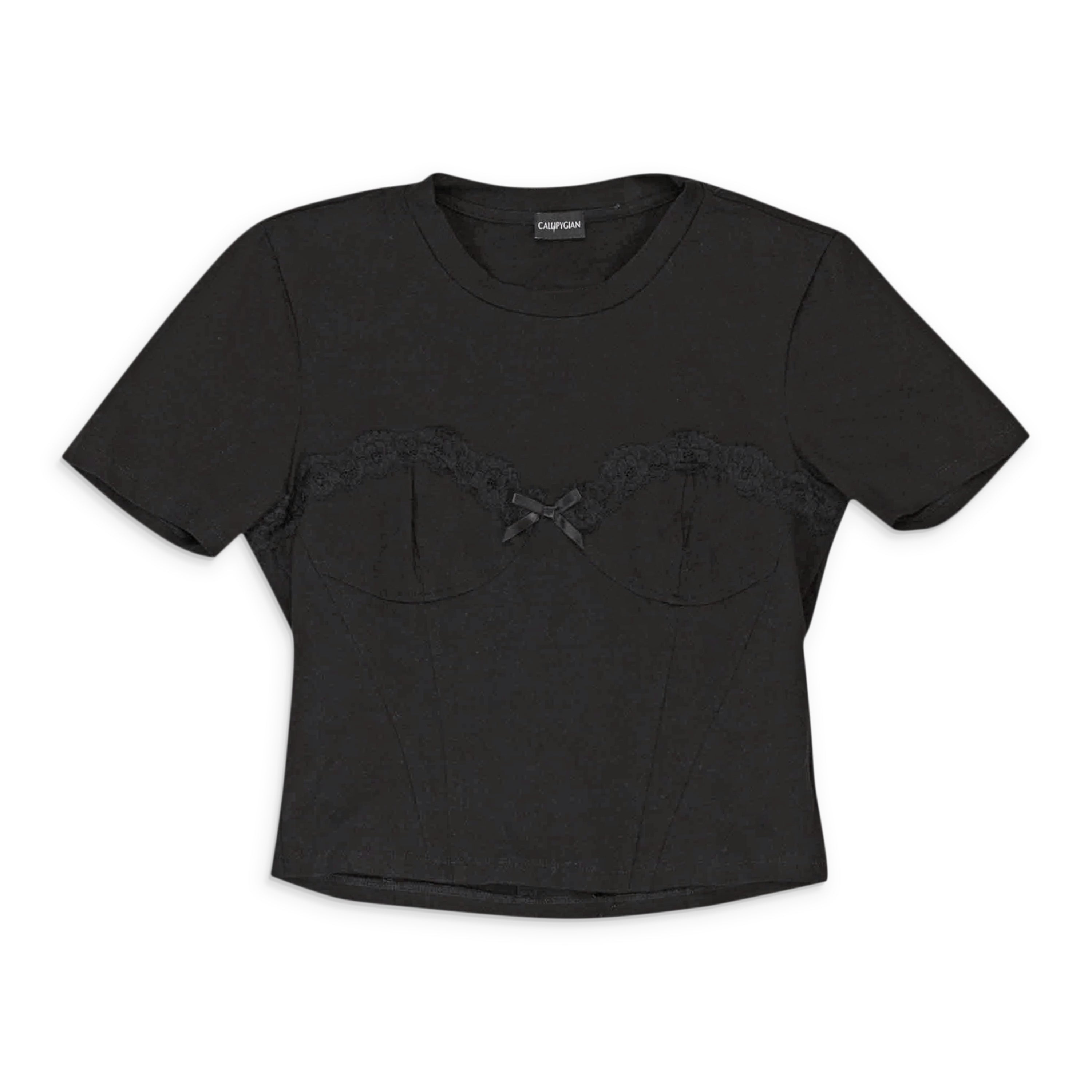 ЧЕРНАЯ ФУТБОЛКА-БЮСТЬЕ CALLIPYGIAN С КРУЖЕВНОЙ ОТДЕЛКОЙ 
ЧЕРНАЯ ФУТБОЛКА-БЮСТЬЕ CALLIPYGIAN С КРУЖЕВНОЙ ОТДЕЛКОЙ