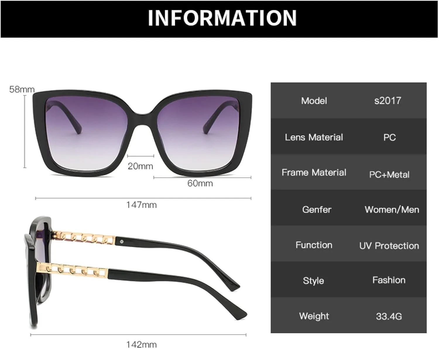 Солнцезащитные очки с защитой от УФ-излучения UV400 | Крупная оправа для женщин и мужчин | Для занятий спортом на открытом воздухе и вождения DSVIGF, Black
Солнцезащитные очки с защитой от УФ-излучения UV400 | Крупная оправа для женщин и мужчин | Для занятий спортом на открытом воздухе и вождения DSVIGF, Black