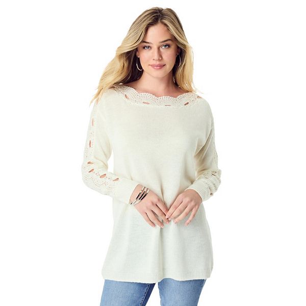 Женский пуловер с ажурными рукавами plus size Roaman'S, Ivory
Женский пуловер с ажурными рукавами plus size Roaman'S, Ivory