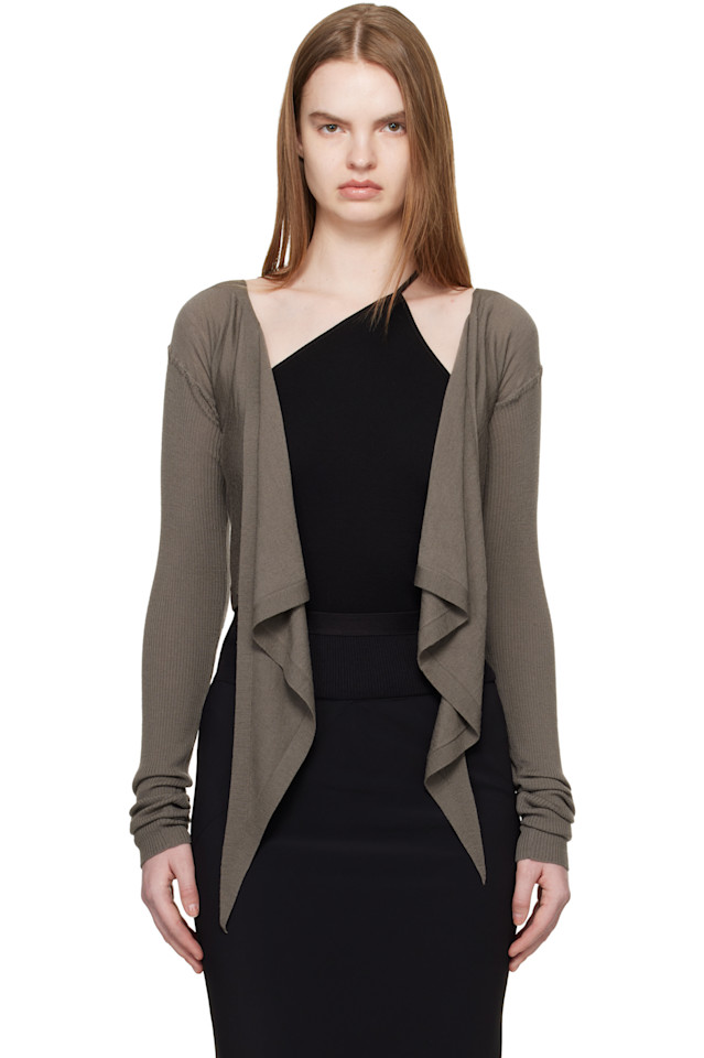 Rick Owens Серый укороченный топ с запахом храма
Rick Owens Серый укороченный топ с запахом храма