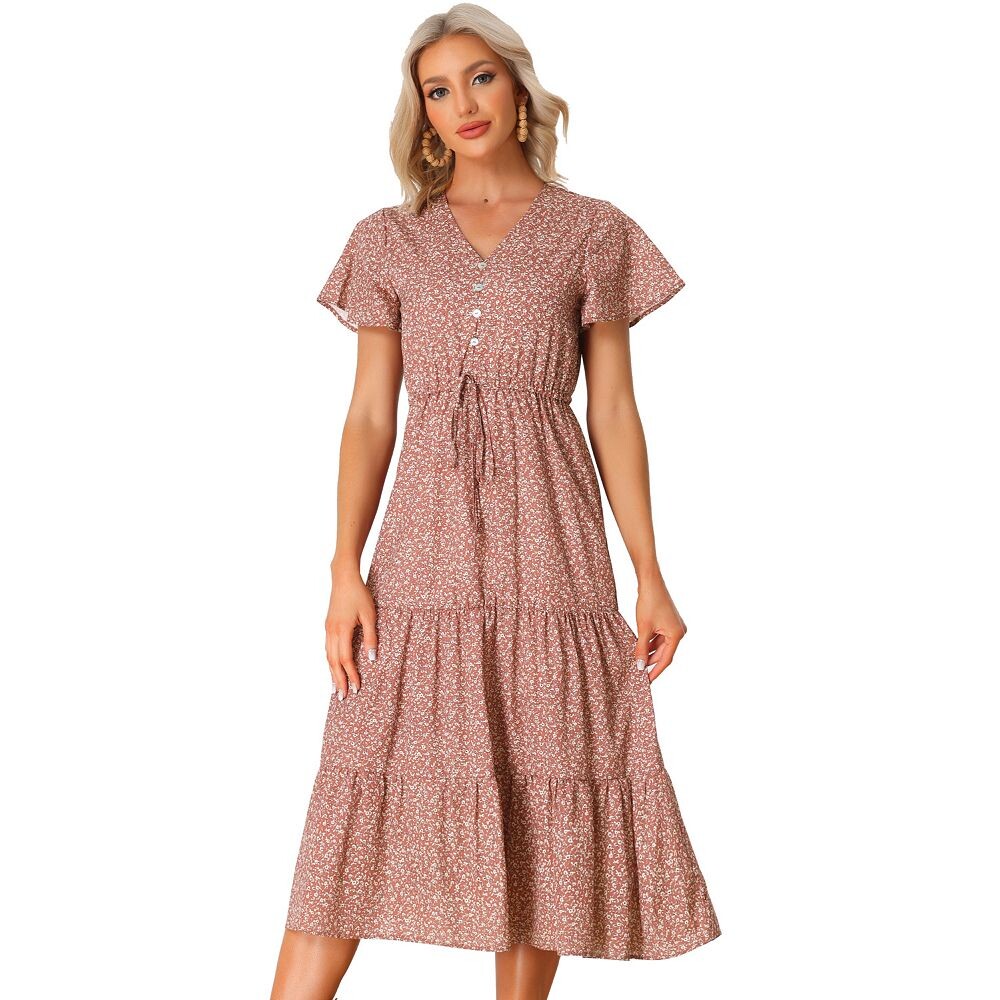 Женское летнее платье в стиле бохо, повседневное платье-миди с коротким рукавом и V-образным вырезом, многоуровневые цветочные платья миди ALLEGRA K, красный
Женское летнее платье в стиле бохо, повседневное платье-миди с коротким рукавом и V-образным вырезом, многоуровневые цветочные платья миди ALLEGRA K, красный