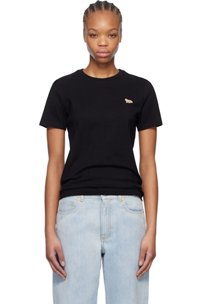 Футболка с нашивкой «Лисенок» черного цвета Maison Kitsuné 
Футболка с нашивкой «Лисенок» черного цвета Maison Kitsuné