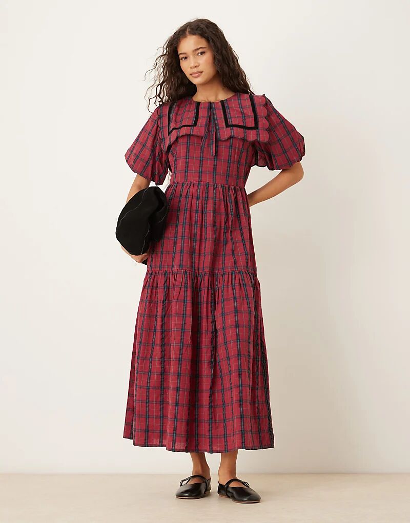Платье мидакси с воротником Neon Rose, многоуровневое, в бордовую клетку
Платье мидакси с воротником Neon Rose, многоуровневое, в бордовую клетку