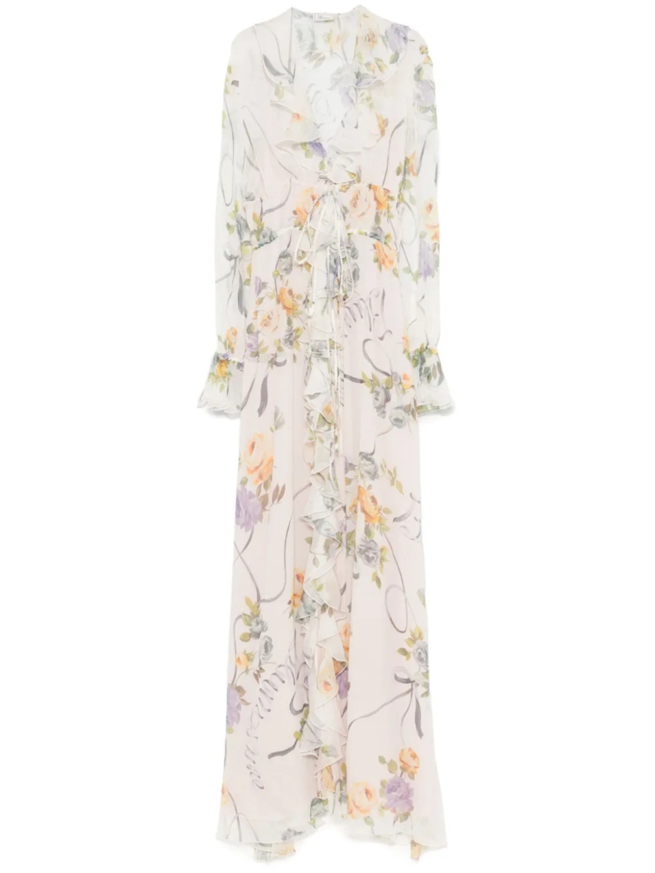 Blumarine платье макси с цветочным принтом, белый 
Blumarine платье макси с цветочным принтом, белый