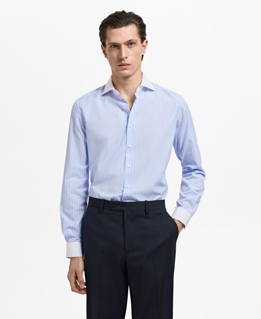 Мужская рубашка в полоску приталенного кроя MANGO, Sky Blue
Мужская рубашка в полоску приталенного кроя MANGO, Sky Blue