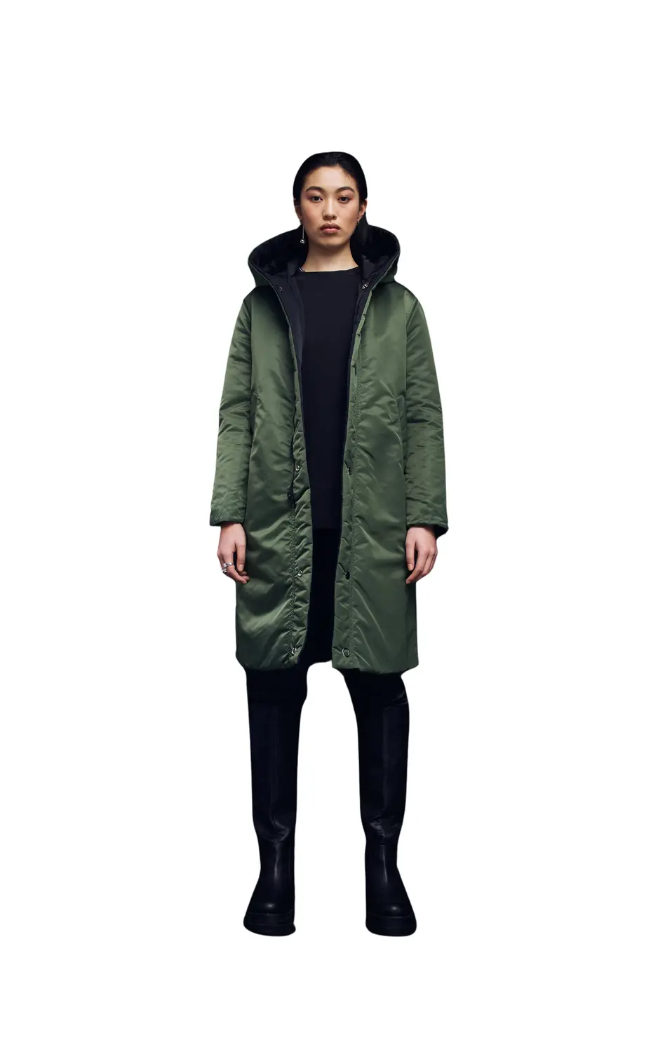 Устойчивое реверсивное пальто на пуху с атласной подкладкой CAALO, черный/зеленый
Устойчивое реверсивное пальто на пуху с атласной подкладкой CAALO, черный/зеленый