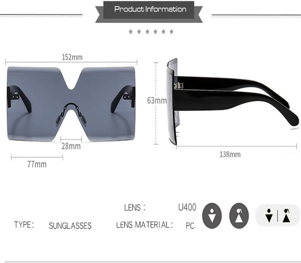 Женские солнцезащитные очки без оправы, цельные, большие, с защитой от УФ-излучения UV400, модные очки для женщин, фиолетовые, серые, цельные TYUVIVO, Purple-gray
Женские солнцезащитные очки без оправы, цельные, большие, с защитой от УФ-излучения UV400, модные очки для женщин, фиолетовые, серые, цельные TYUVIVO, Purple-gray