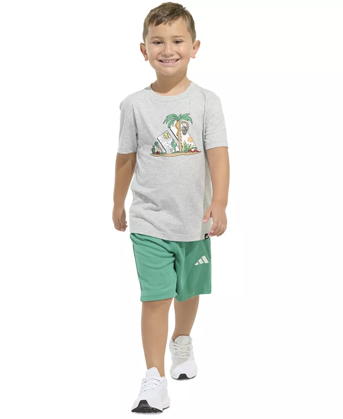 Детский комплект для мальчиков: футболка с принтом и шорты в полоску, 2 предмета adidas, мультиколор
Детский комплект для мальчиков: футболка с принтом и шорты в полоску, 2 предмета adidas, мультиколор