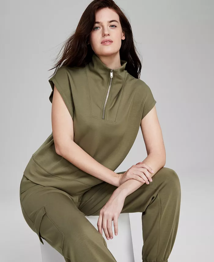 Женский стеганый жилет с воротником и молнией на четверть And Now This, зеленый
Женский стеганый жилет с воротником и молнией на четверть And Now This, зеленый