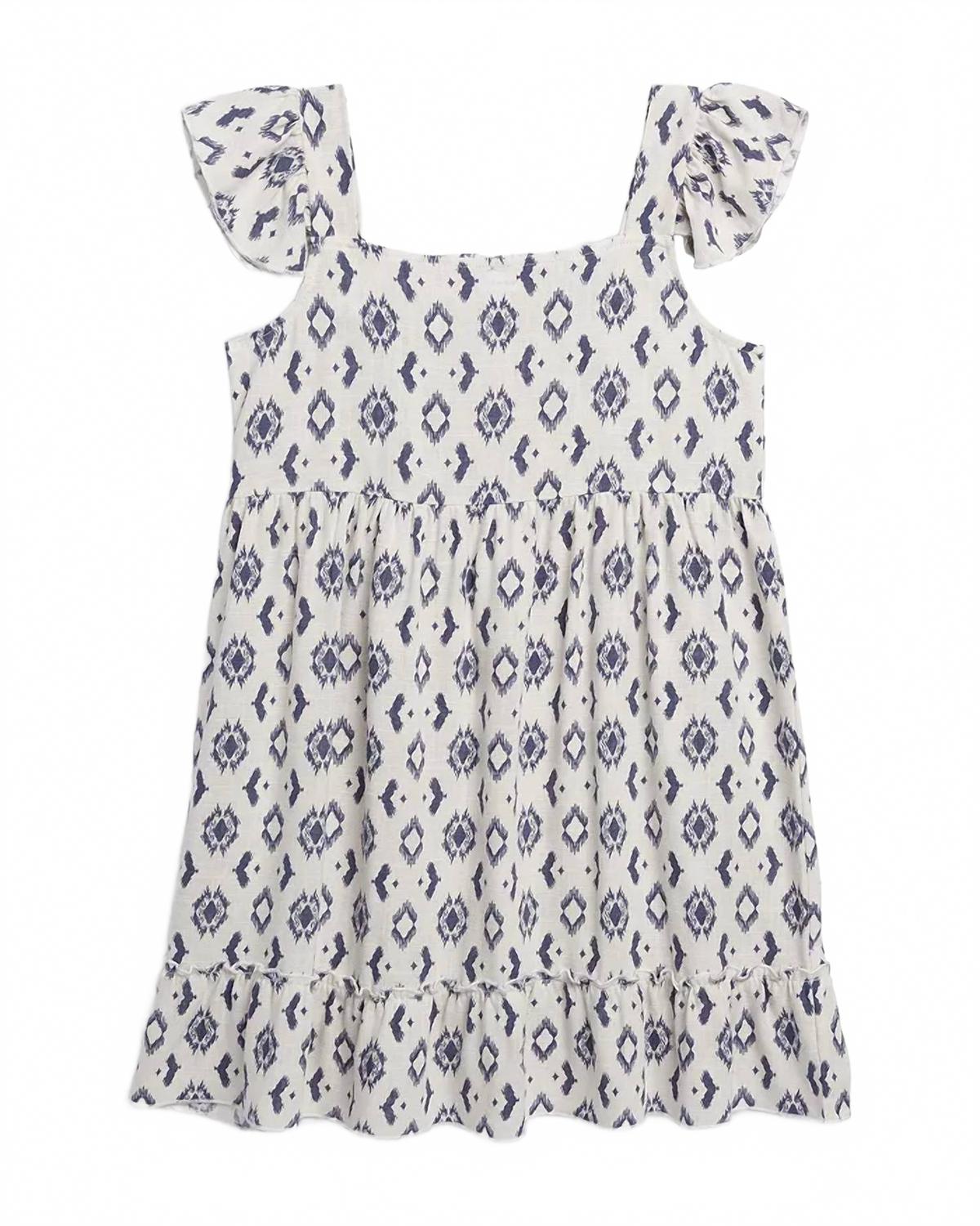 Детское платье с рюшами в технике икат в пепельно-синем цвете Splendid
Детское платье с рюшами в технике икат в пепельно-синем цвете Splendid