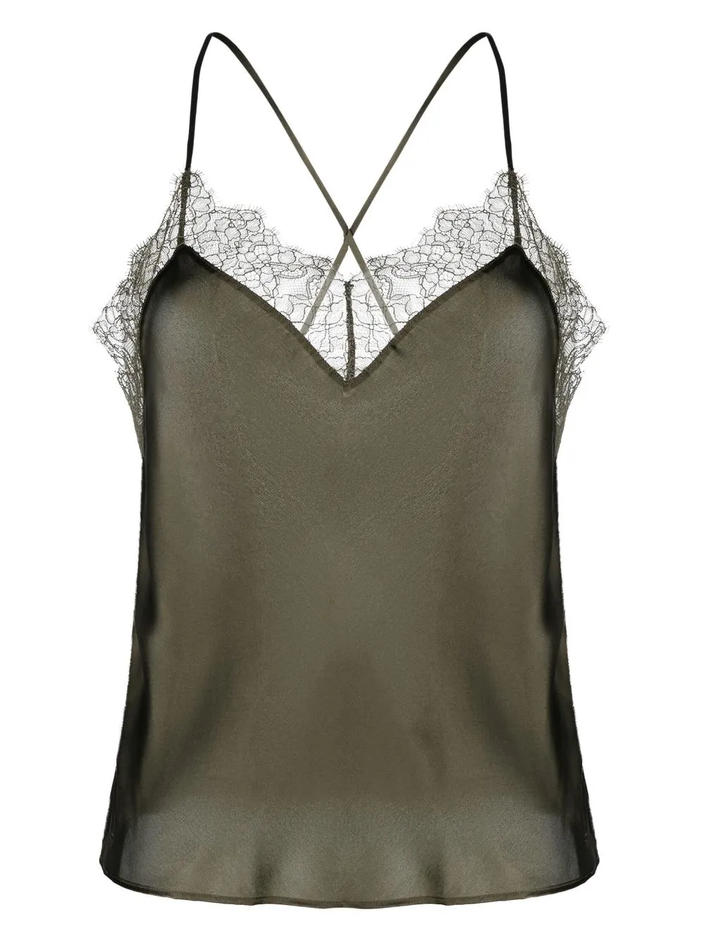 Шелковый топ на бретелях с кружевом Maison Close, зеленый
Шелковый топ на бретелях с кружевом Maison Close, зеленый